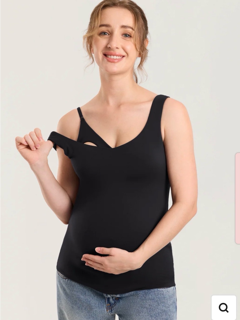 Nursing Tank Top - Black Maternity Layered Nursing Camisole